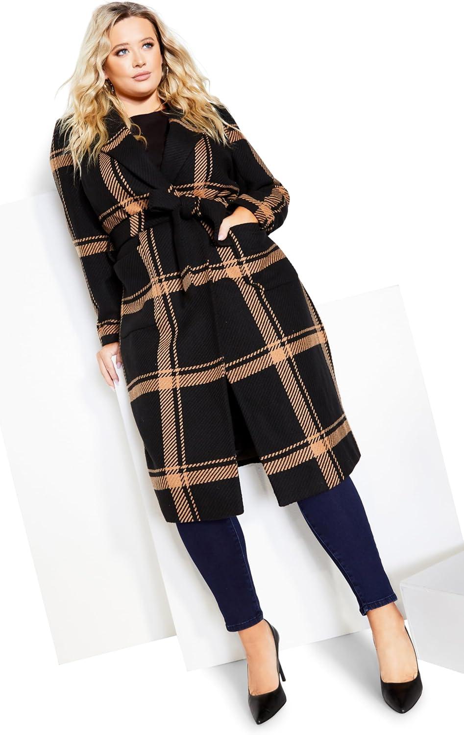 image:imageCITY CHIC Plus Size Coat Checkmate CoatCaramel