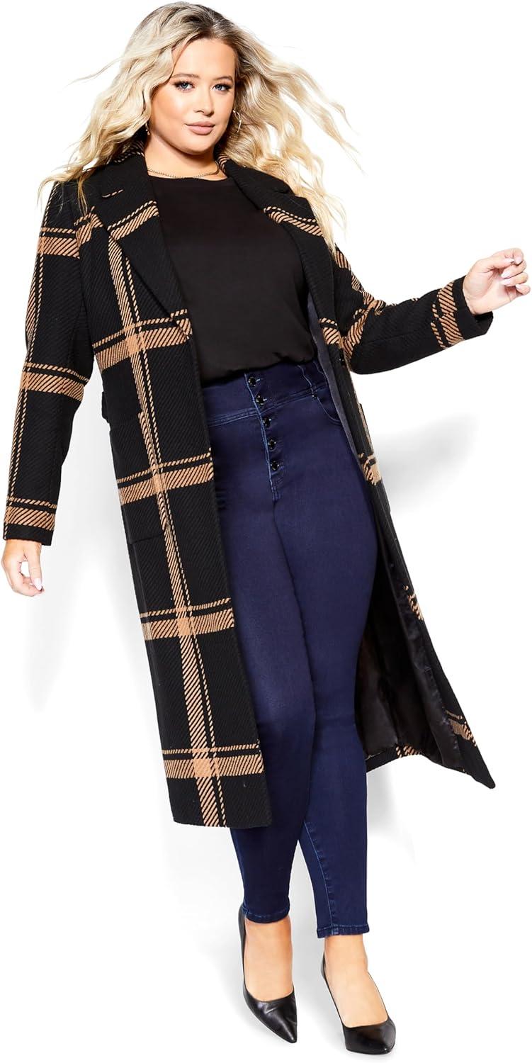 image:imageCITY CHIC Plus Size Coat Checkmate CoatCaramel