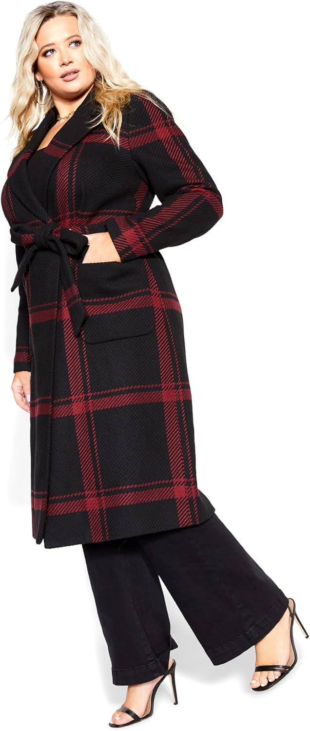 image:imageCITY CHIC Plus Size Coat Checkmate CoatRuby Black