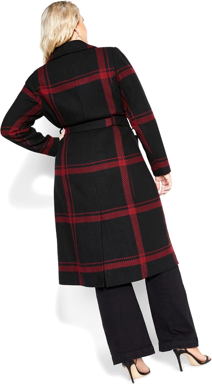 image:imageCITY CHIC Plus Size Coat Checkmate CoatRuby Black