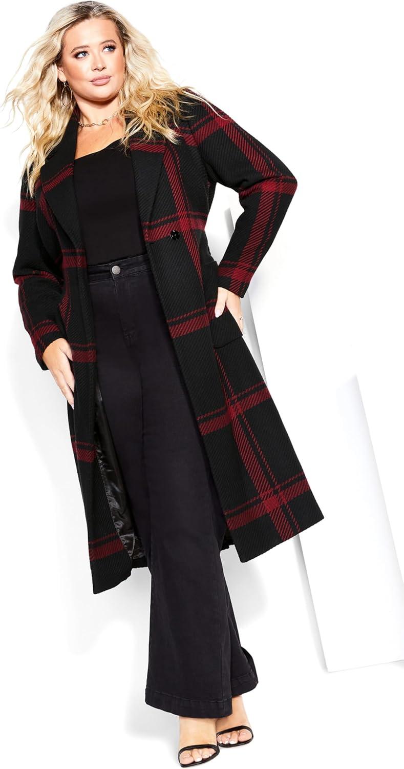 image:imageCITY CHIC Plus Size Coat Checkmate CoatRuby Black