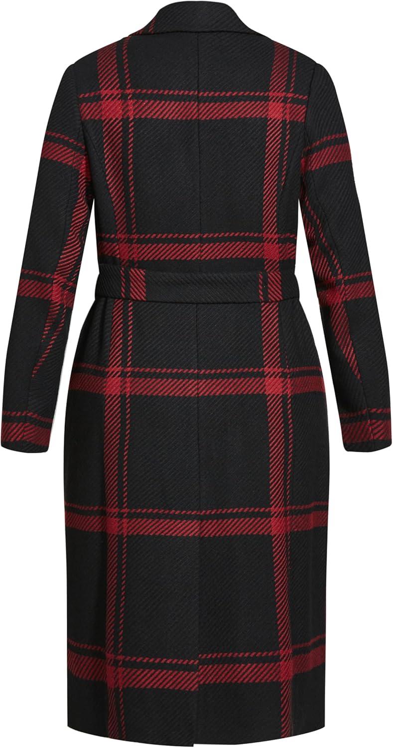image:imageCITY CHIC Plus Size Coat Checkmate CoatRuby Black