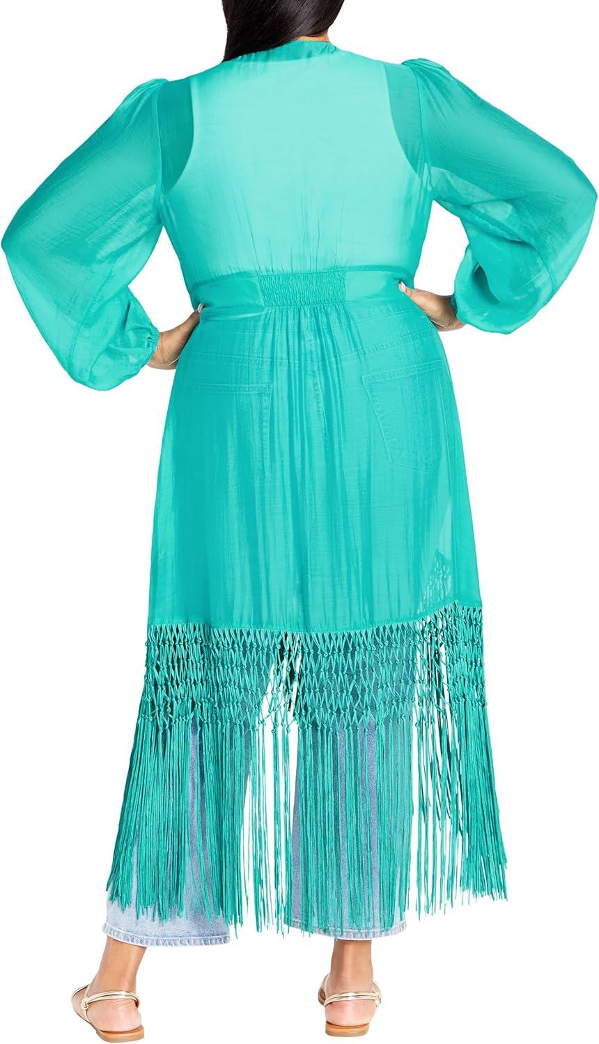image:imageCITY CHIC Plus Size Jacket Calypso Fringe JacketLagoon