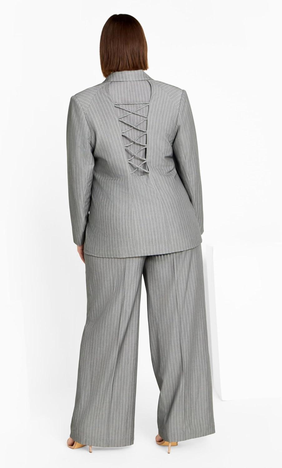 image:imageCITY CHIC Plus Size Jacket Jazmin Pinstripe Jacket