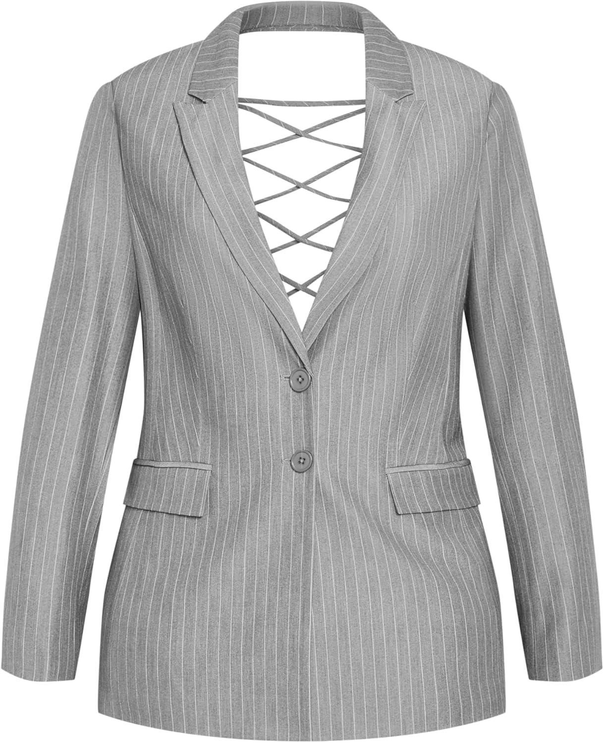 image:imageCITY CHIC Plus Size Jacket Jazmin Pinstripe Jacket