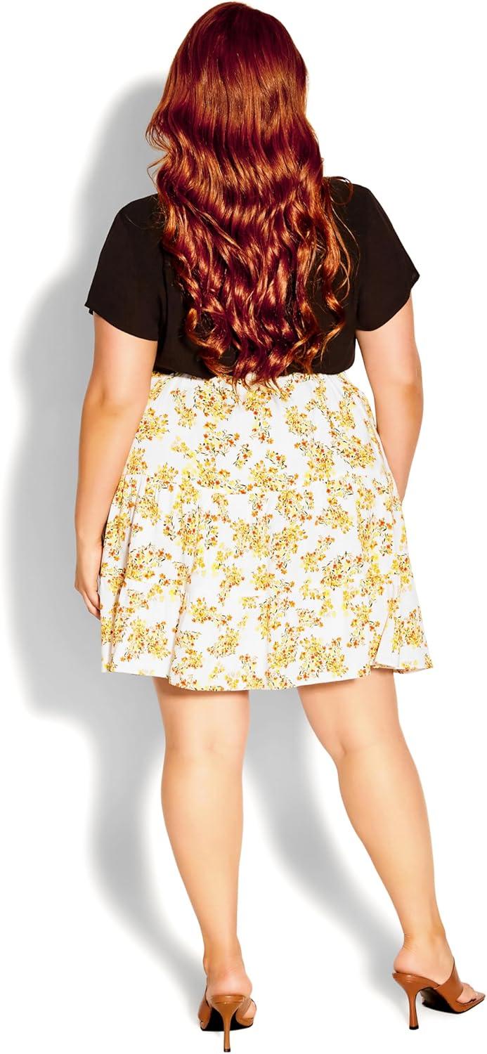 image:imageCITY CHIC Womens Plus Size Skirt Sorrento FloralCitrus Ivory Sorrent