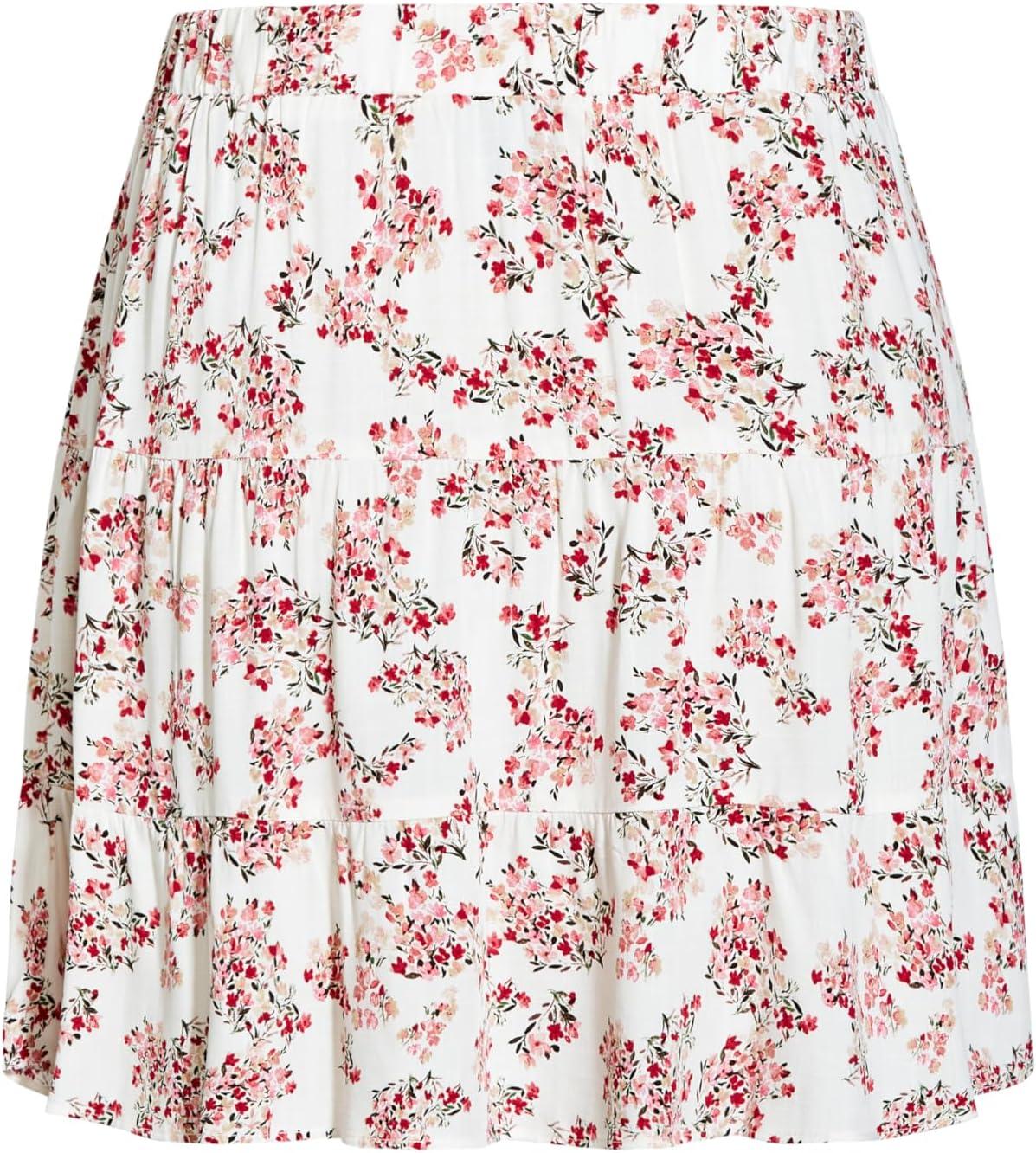 image:imageCITY CHIC Womens Plus Size Skirt Sorrento FloralRhubarb Ivory Sorren