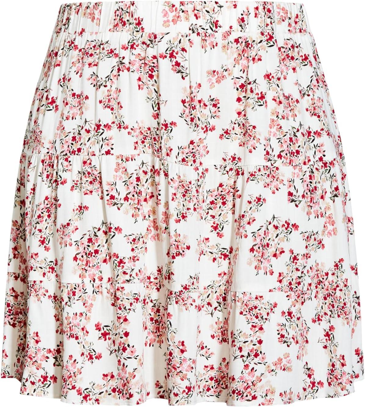 image:imageCITY CHIC Womens Plus Size Skirt Sorrento FloralRhubarb Ivory Sorren