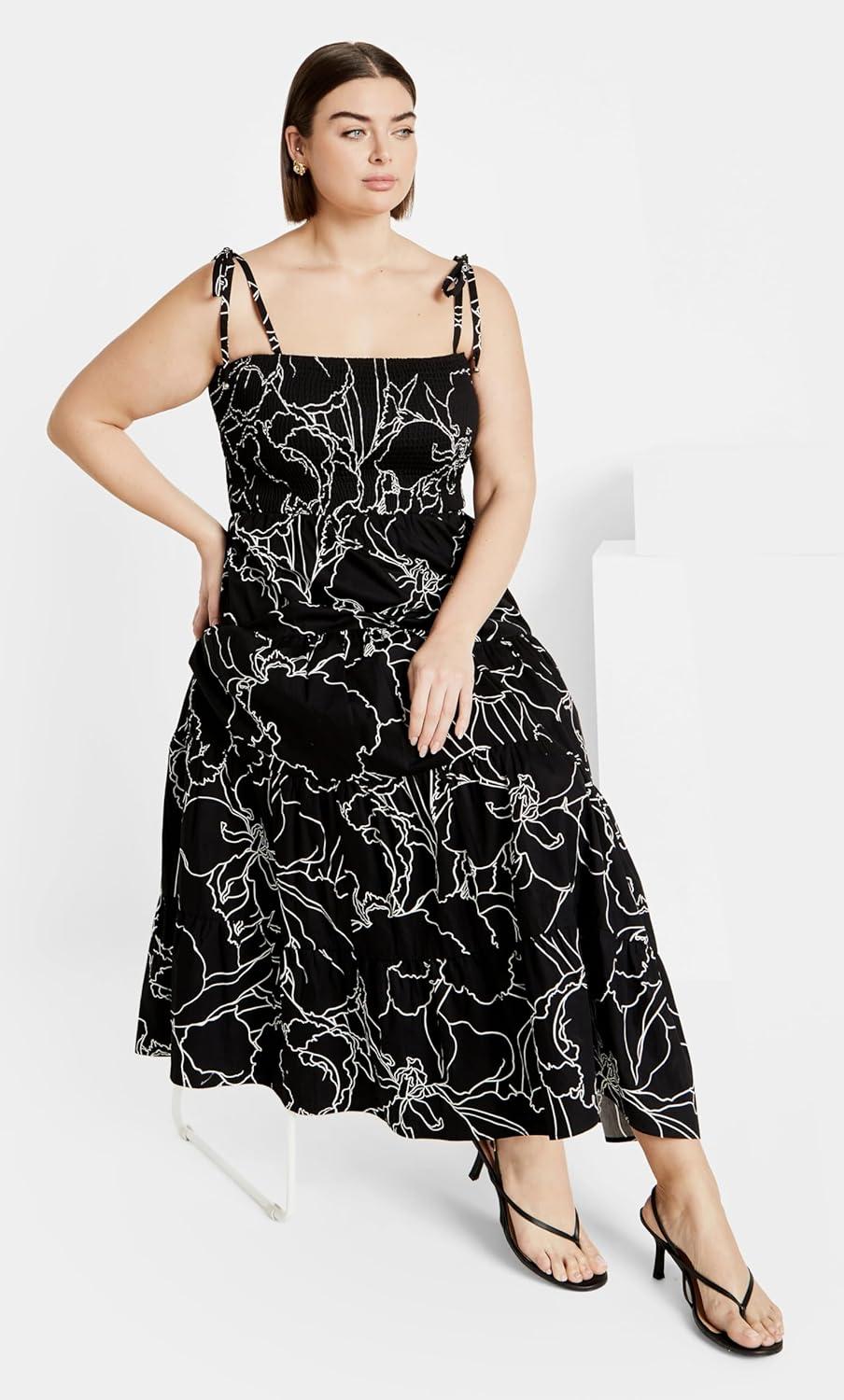image:imageCity Chic Marli Print Maxi DressBlk Wild Flower