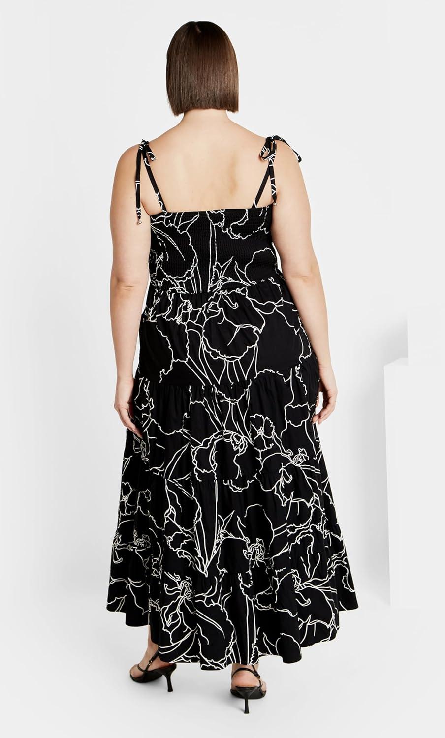 image:imageCity Chic Marli Print Maxi DressBlk Wild Flower