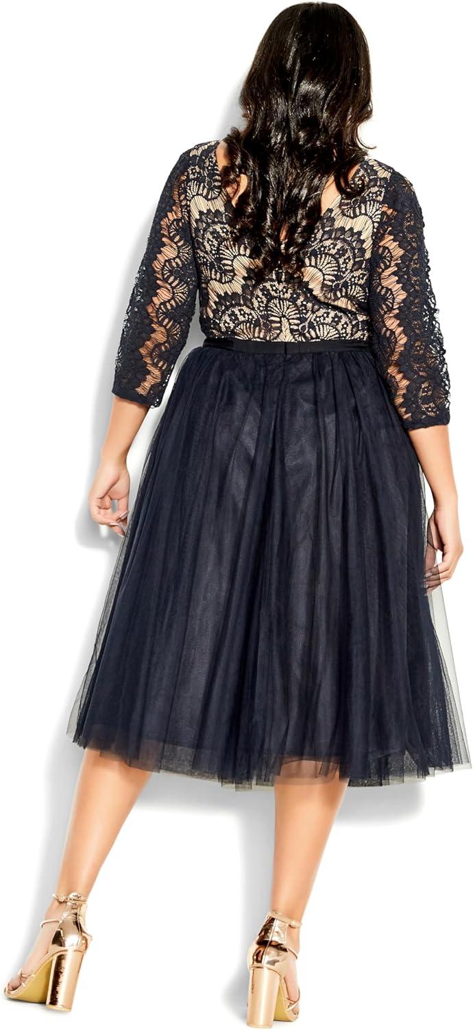 image:imageCity Chic Plus Size Beauty Elbow Sleeve Dress Navy
