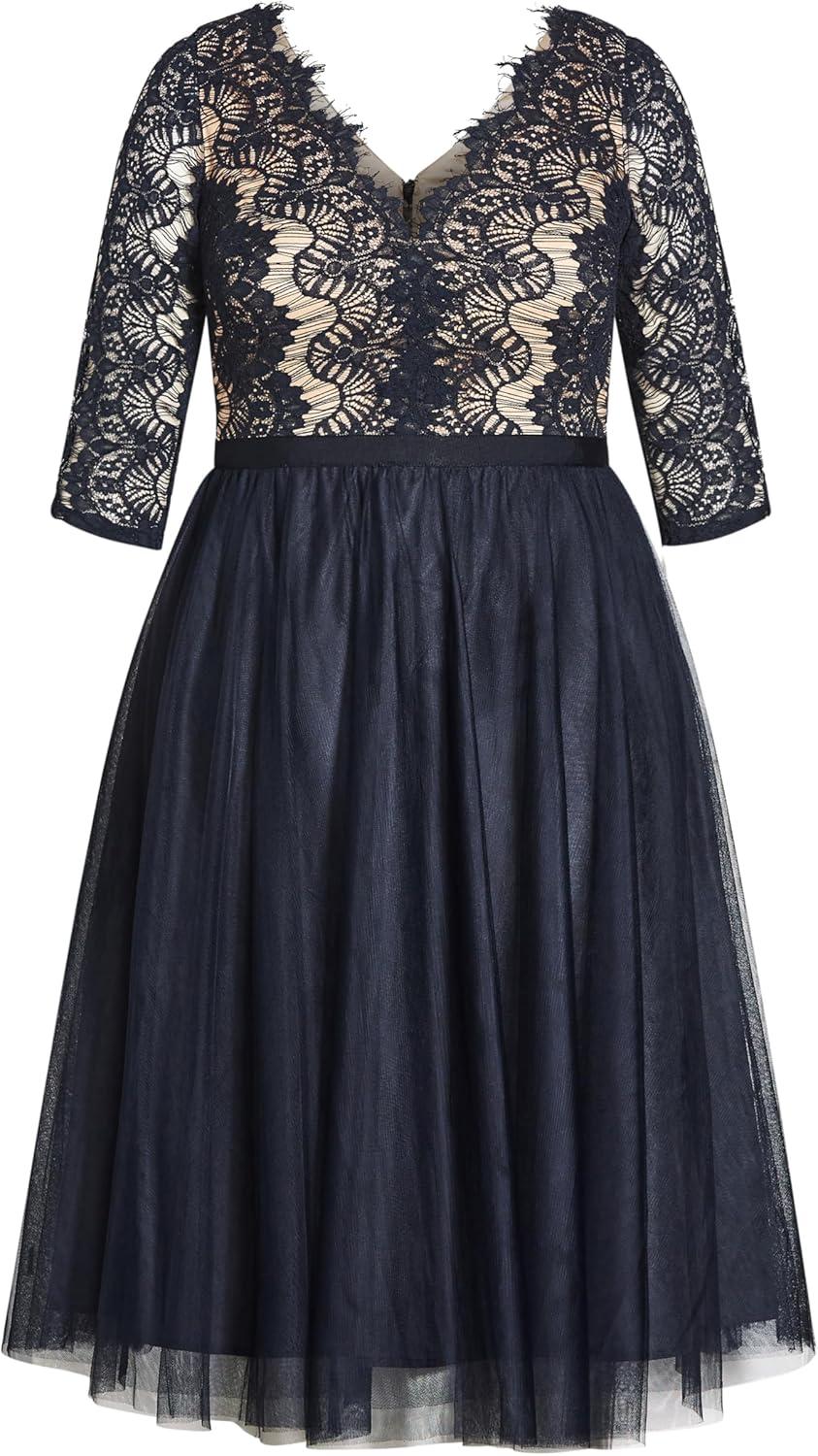 image:imageCity Chic Plus Size Beauty Elbow Sleeve Dress Navy