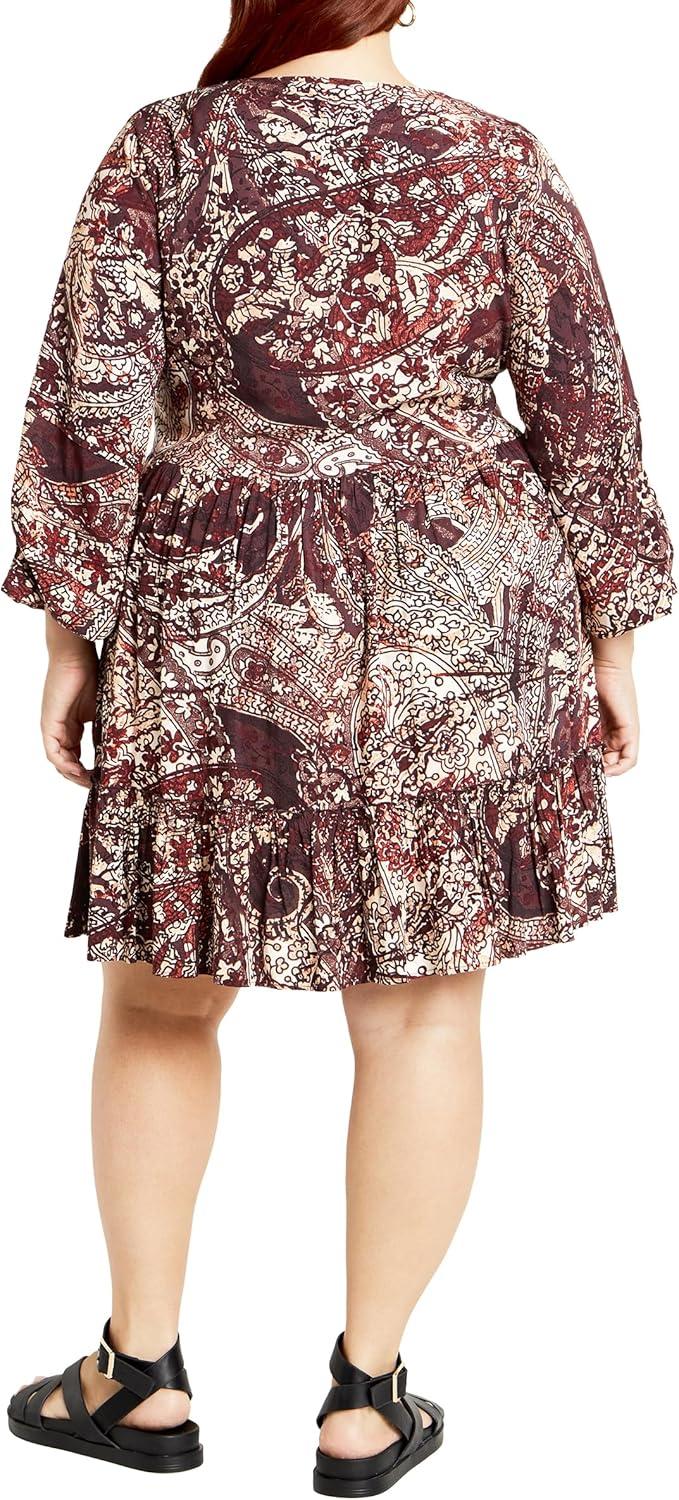 image:imageCity Chic Plus Size Dress Alinda Mini Print DressCocoa Paisley