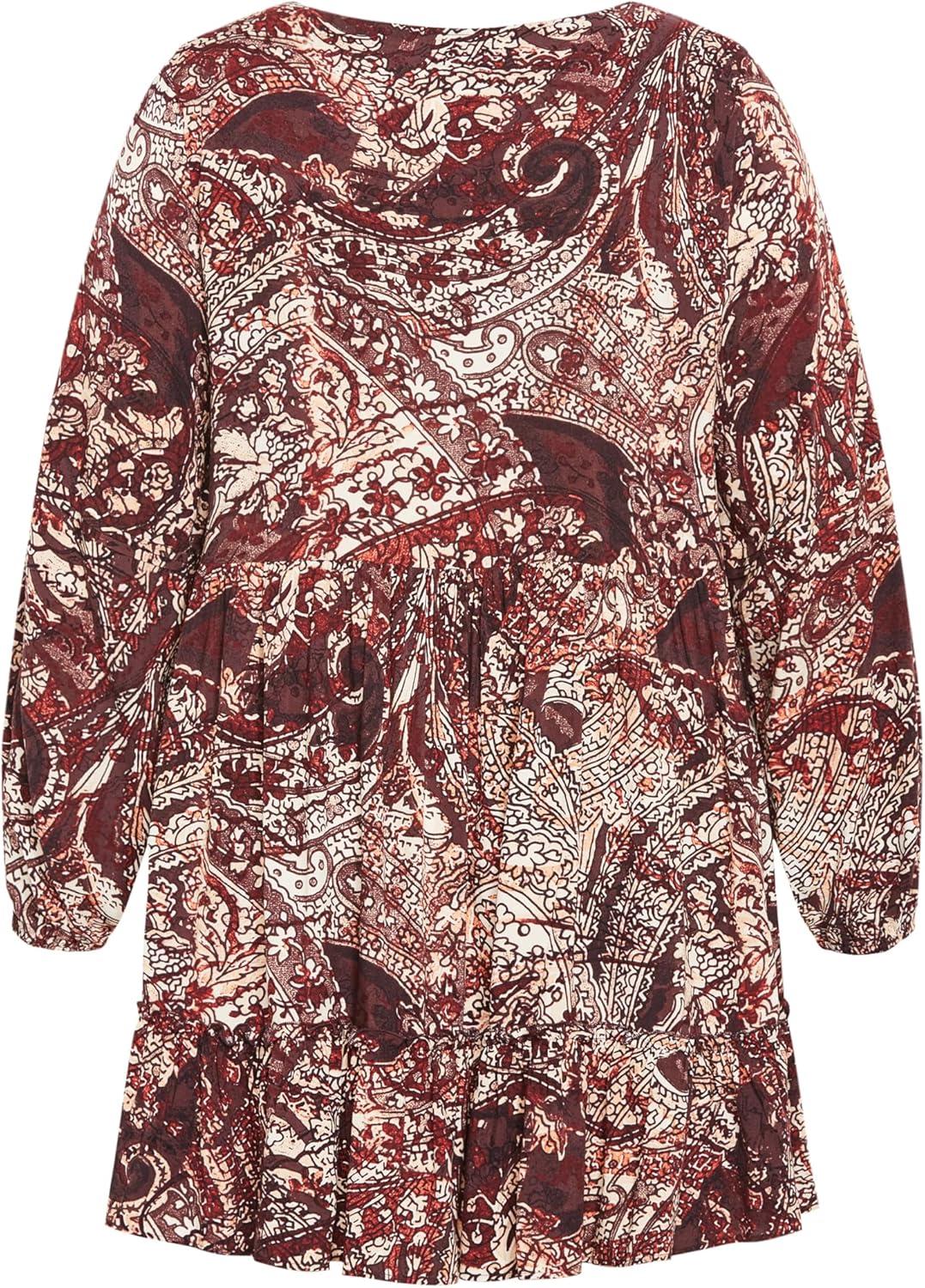 image:imageCity Chic Plus Size Dress Alinda Mini Print DressCocoa Paisley