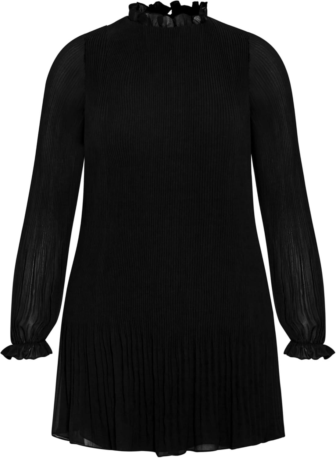 image:imageCity Chic Plus Size Dress Pleat Ruffle DressBlack