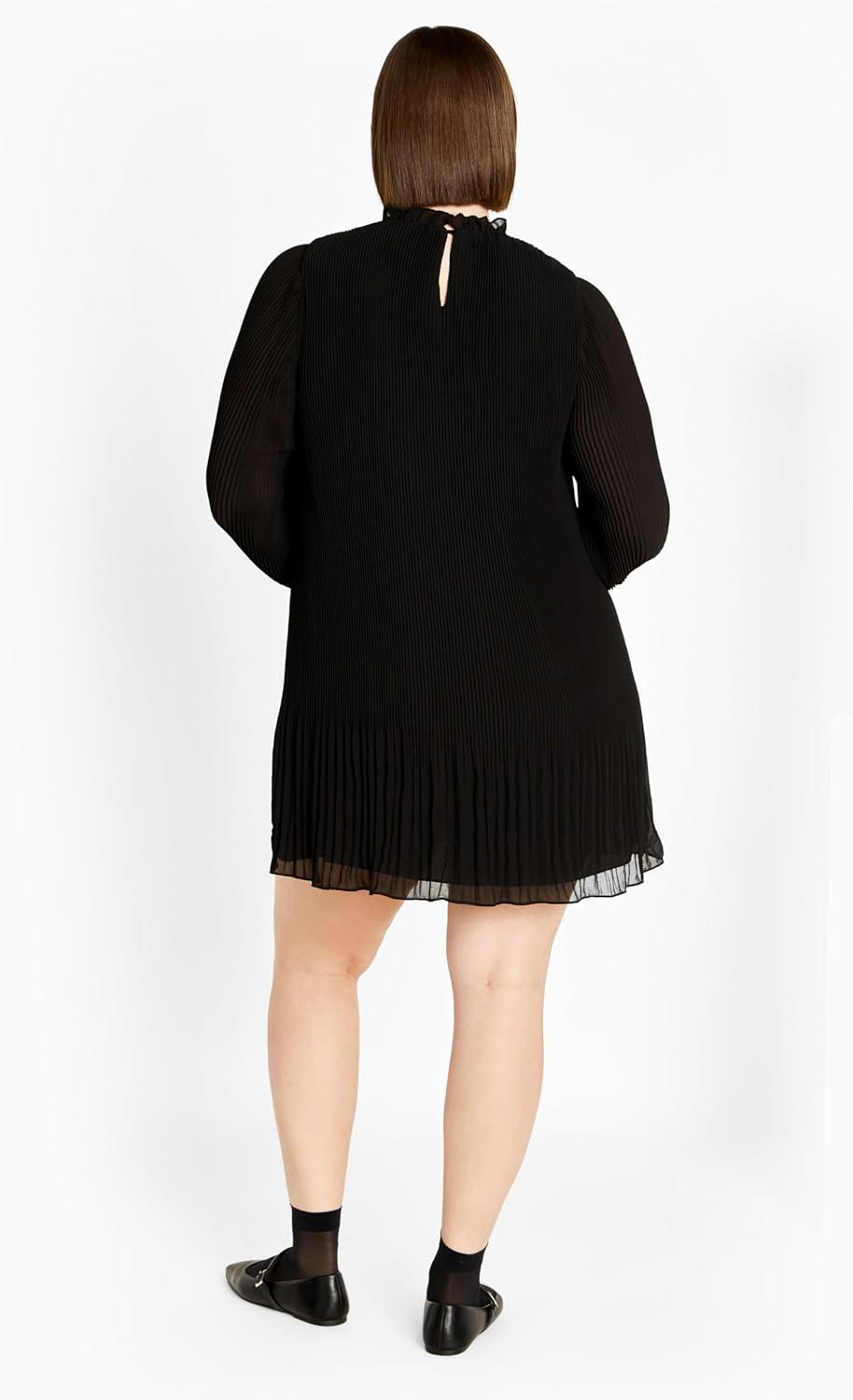 image:imageCity Chic Plus Size Dress Pleat Ruffle DressBlack