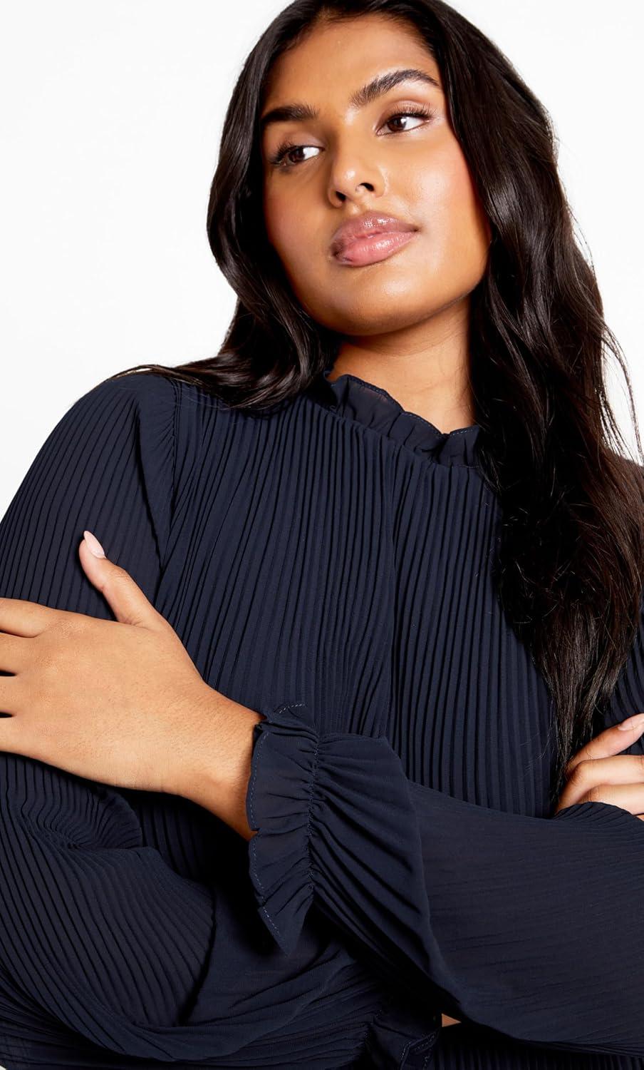image:imageCity Chic Plus Size Dress Pleat Ruffle DressNavy