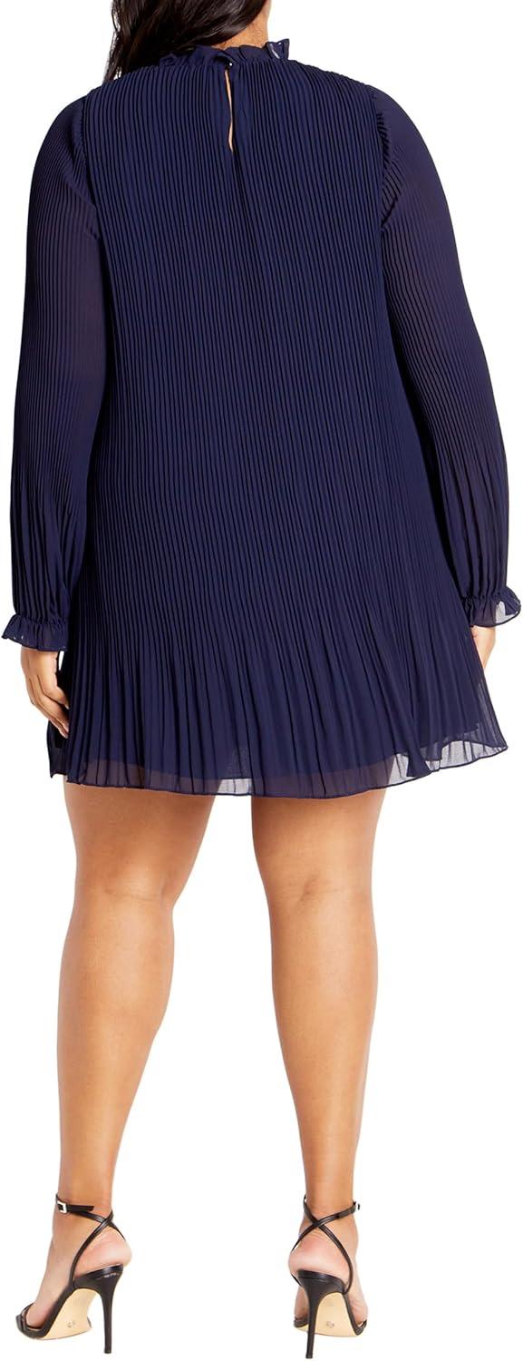 image:imageCity Chic Plus Size Dress Pleat Ruffle DressNavy