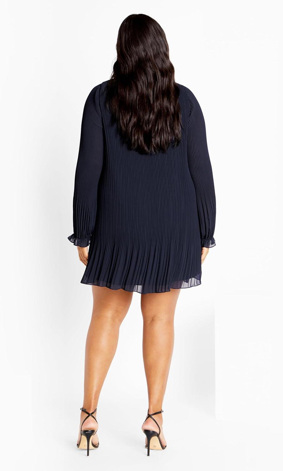 image:imageCity Chic Plus Size Dress Pleat Ruffle DressNavy