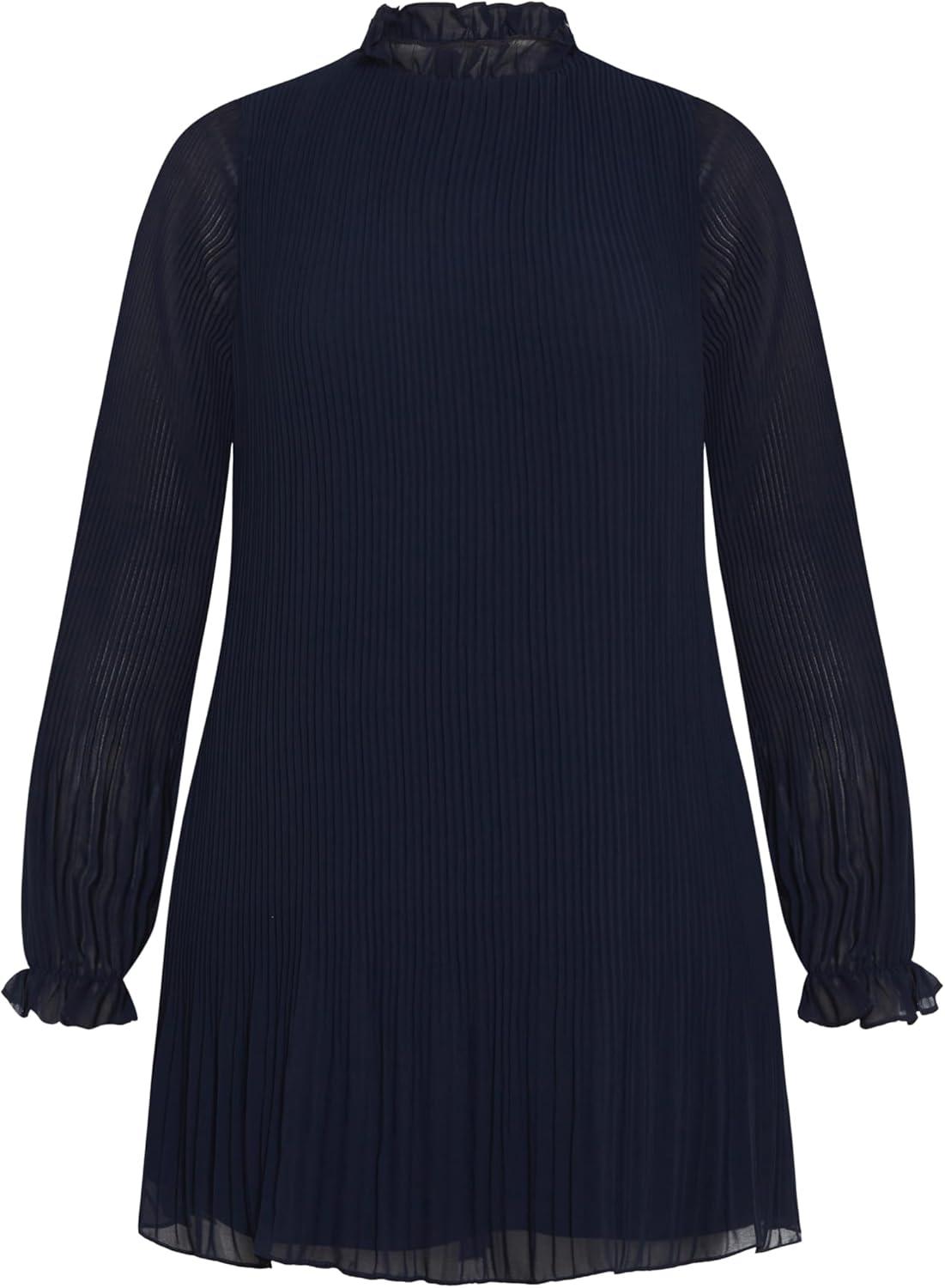 image:imageCity Chic Plus Size Dress Pleat Ruffle DressNavy