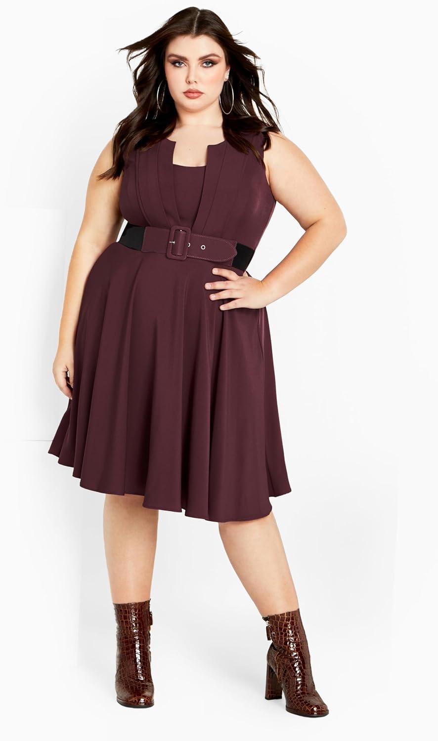 image:imageCity Chic Plus Size Dress Vintage Veronica DressBordeaux
