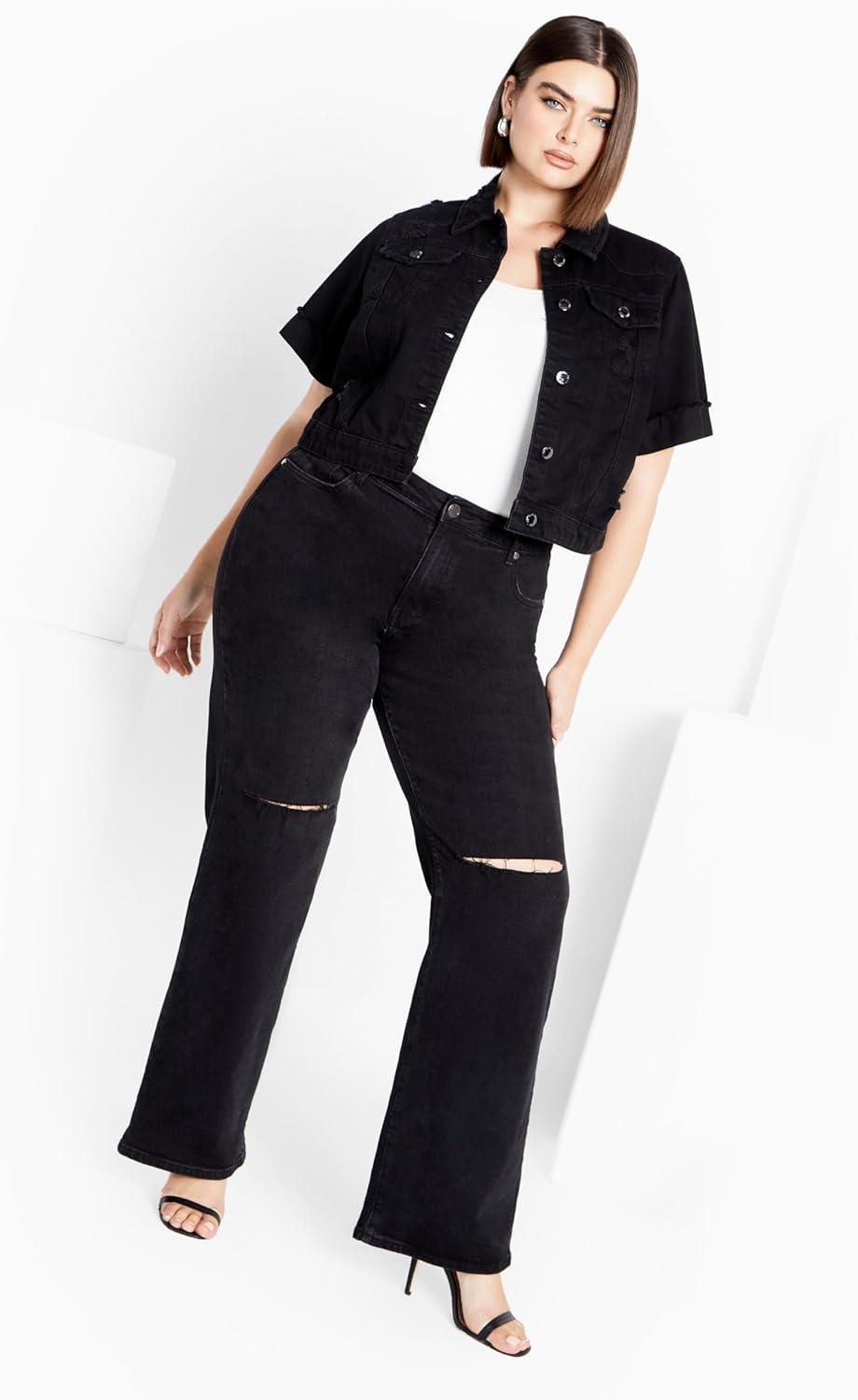 image:imageCity Chic Plus Size Jacket Ariadne Denim JacketBlack