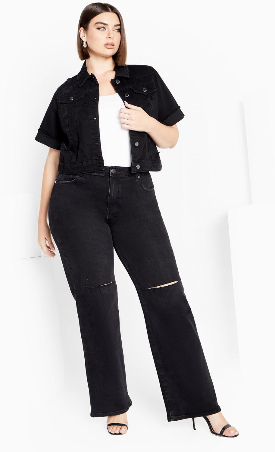 image:imageCity Chic Plus Size Jacket Ariadne Denim JacketBlack
