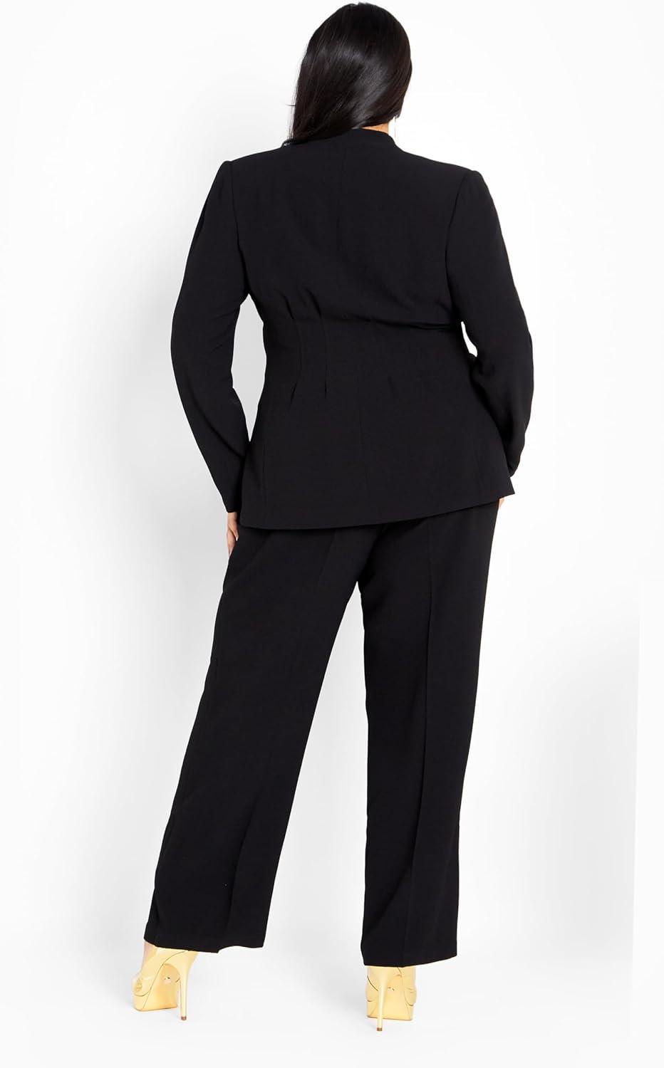 image:imageCity Chic Plus Size Jacket Audrie Collarless Textured JacketBlack