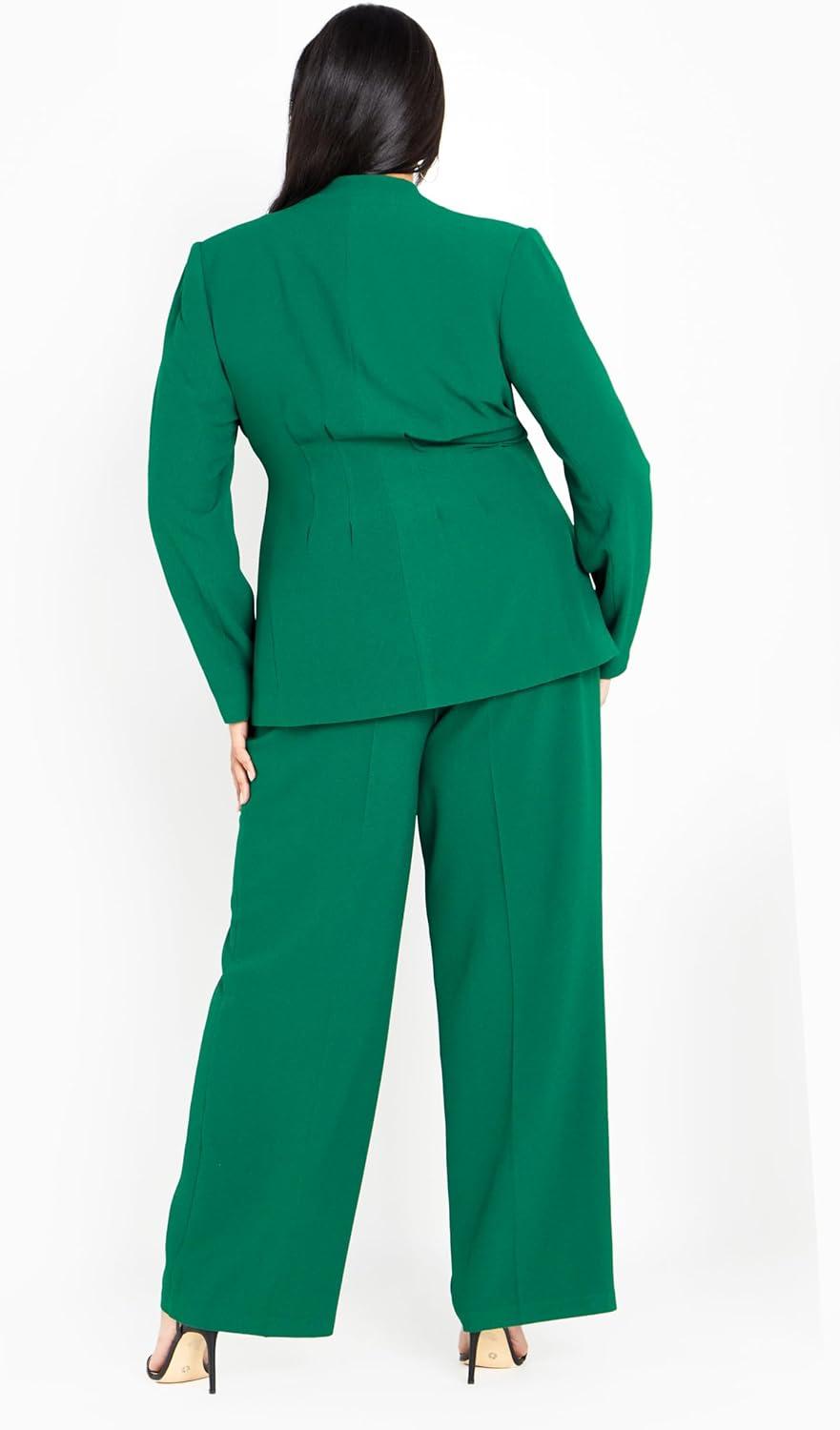 image:imageCity Chic Plus Size Jacket Audrie Collarless Textured JacketGreen