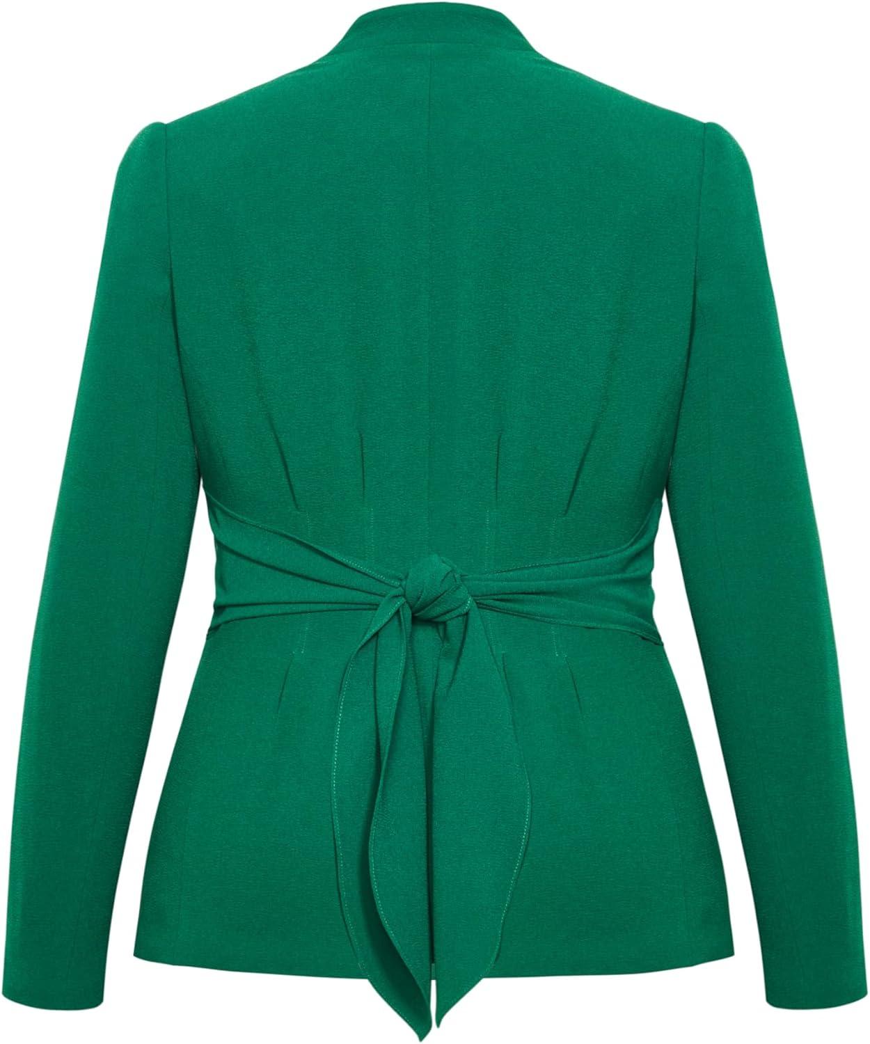 image:imageCity Chic Plus Size Jacket Audrie Collarless Textured JacketGreen