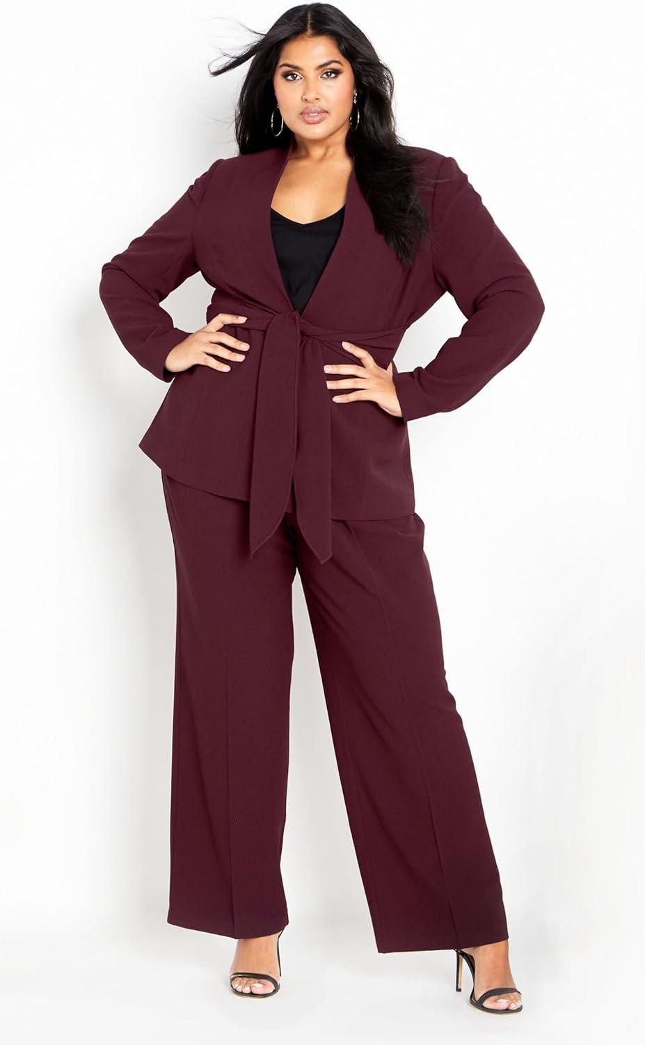 image:imageCity Chic Plus Size Jacket Audrie Collarless Textured JacketOxblood