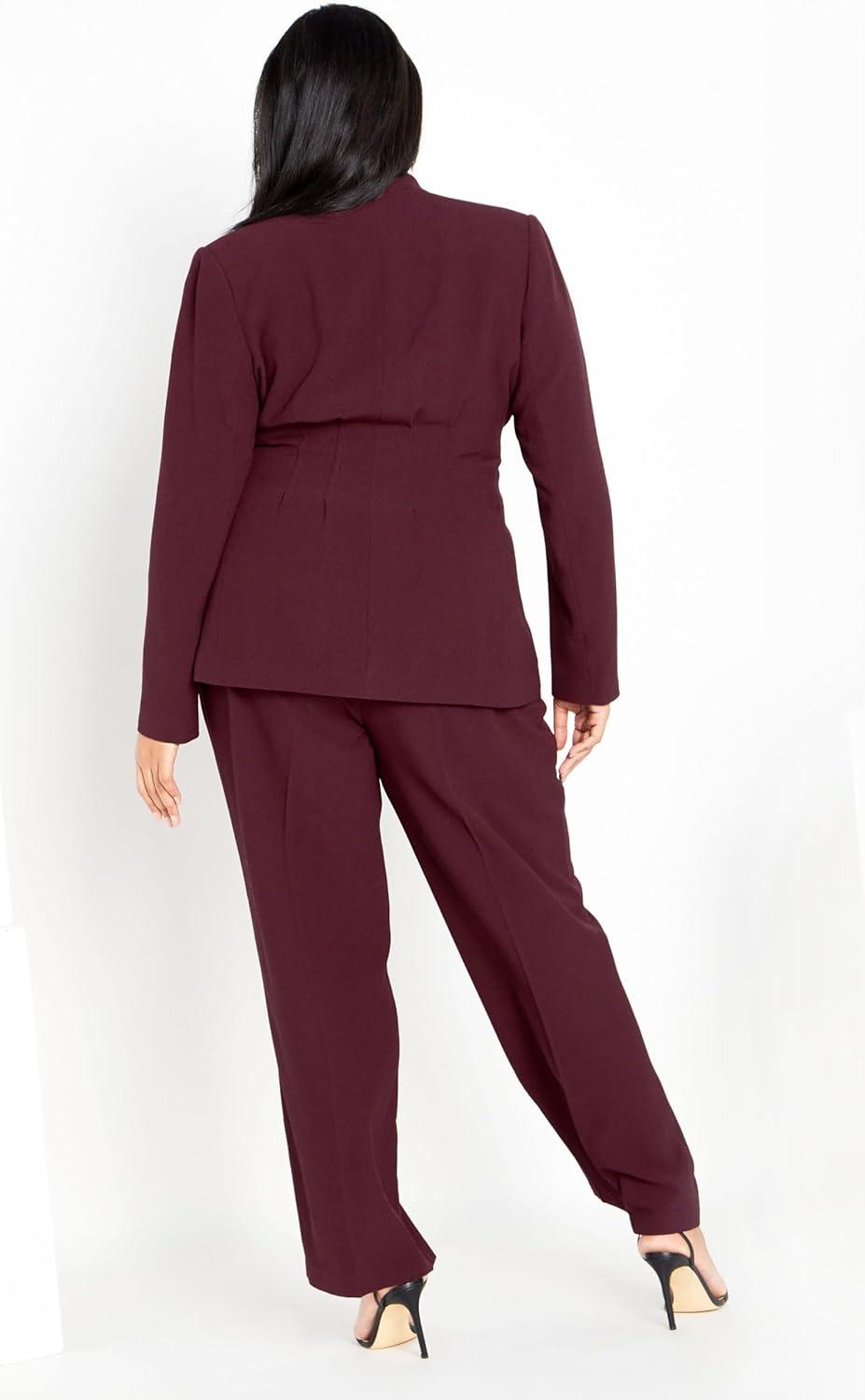image:imageCity Chic Plus Size Jacket Audrie Collarless Textured JacketOxblood