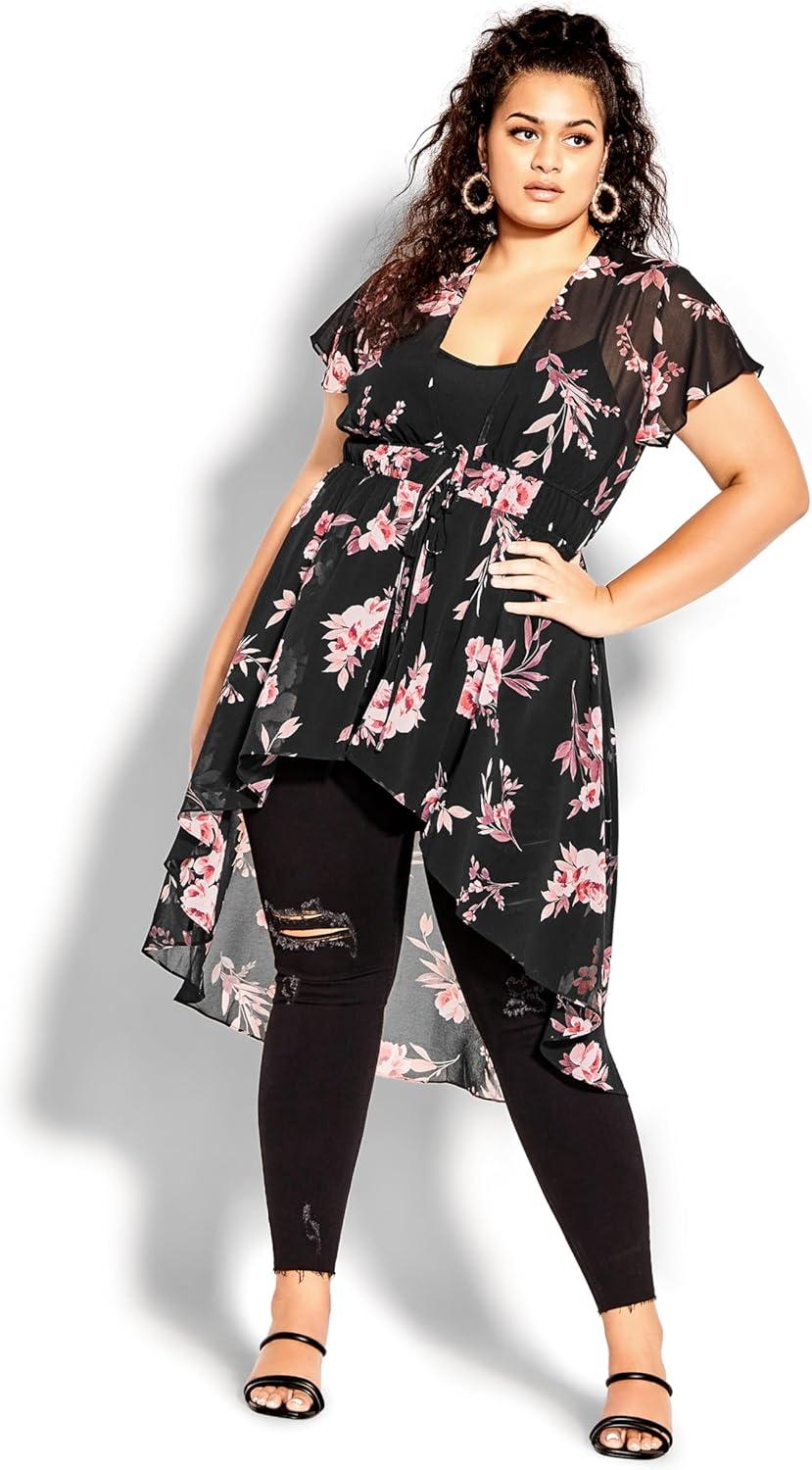 image:imageCity Chic Plus Size Jacket Pretty Rose JacketBlk Pretty Roses