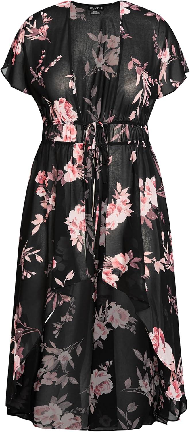 image:imageCity Chic Plus Size Jacket Pretty Rose JacketBlk Pretty Roses