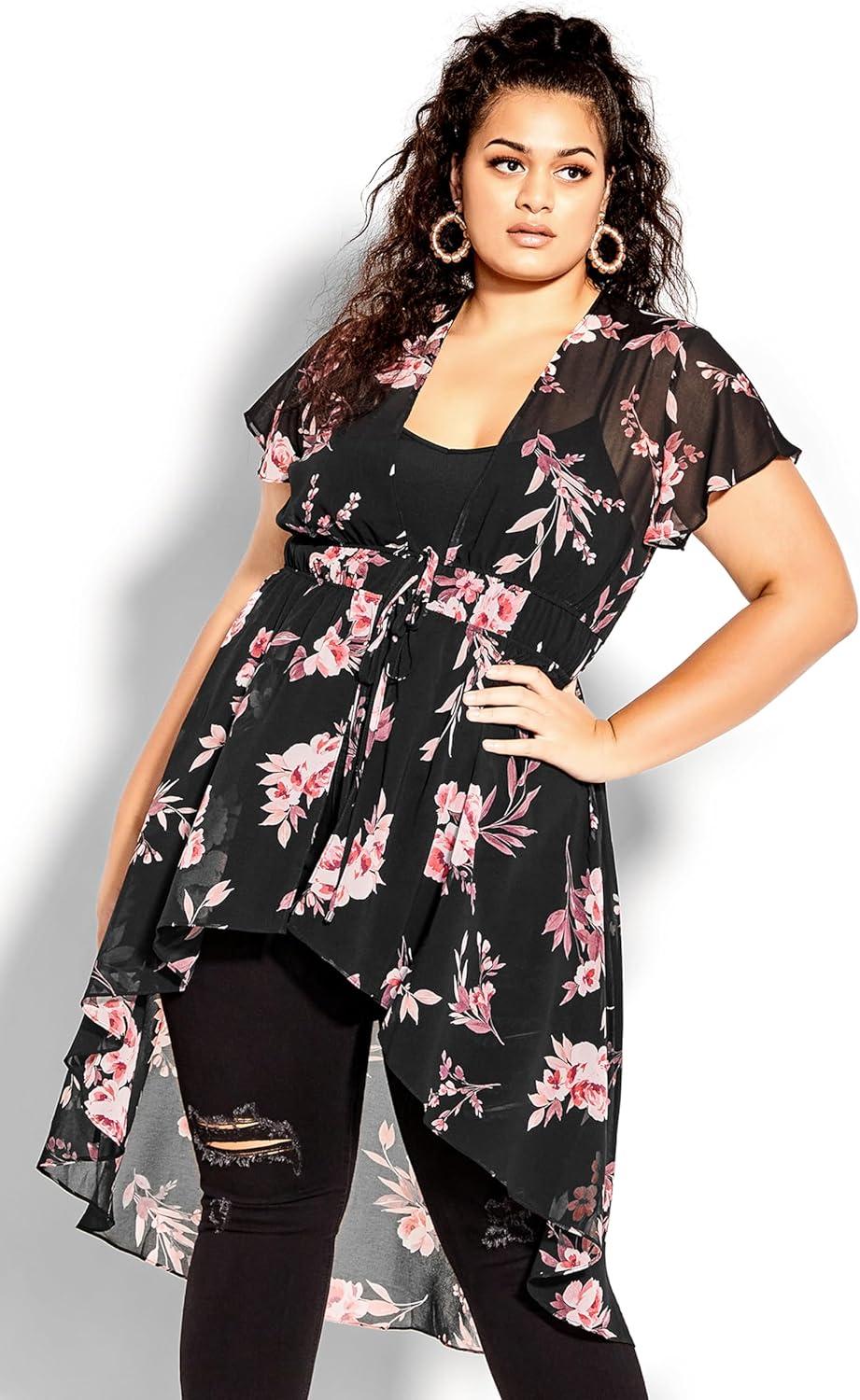 image:imageCity Chic Plus Size Jacket Pretty Rose JacketBlk Pretty Roses