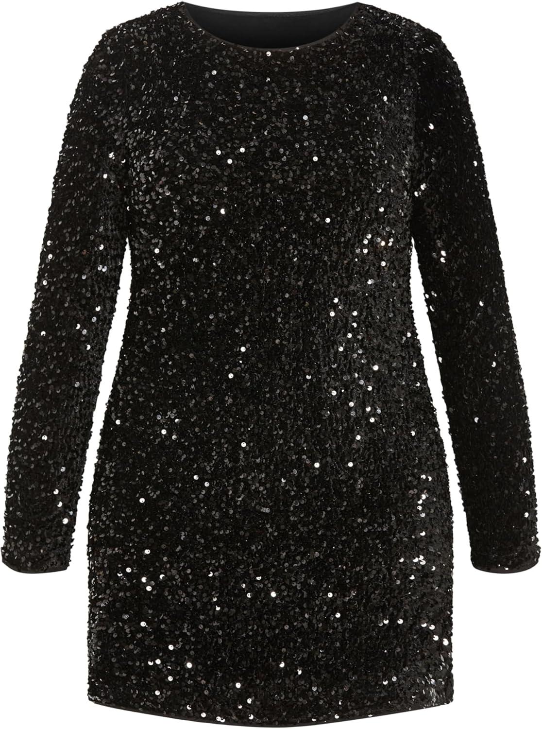 image:imageCity Chic Plus Size Sequin Eclipse Black DressBlack