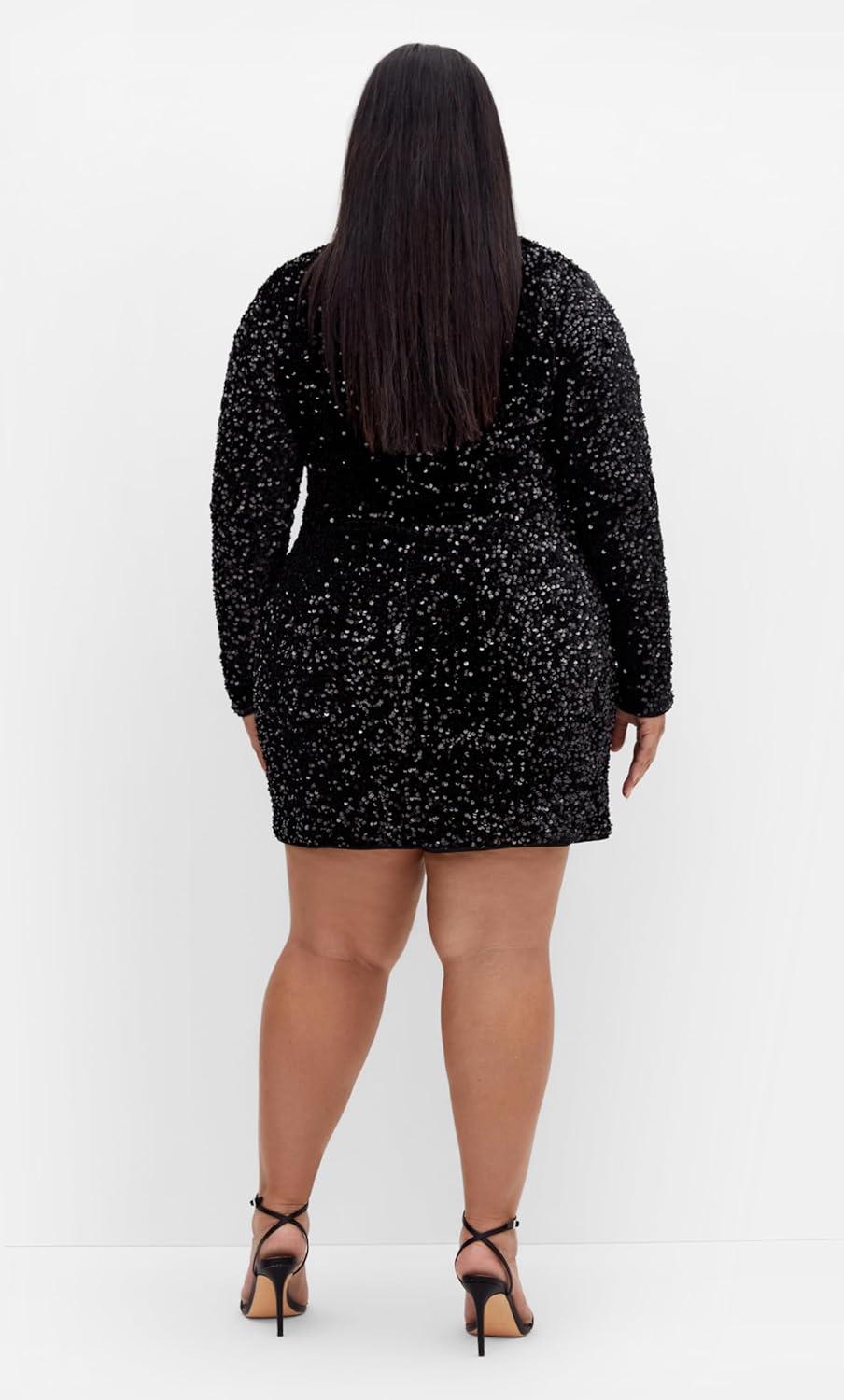 image:imageCity Chic Plus Size Sequin Eclipse Black DressBlack