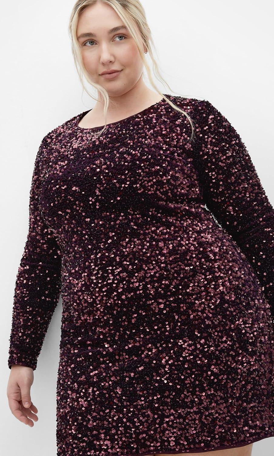 image:imageCity Chic Plus Size Sequin Eclipse Emerald DressPlum