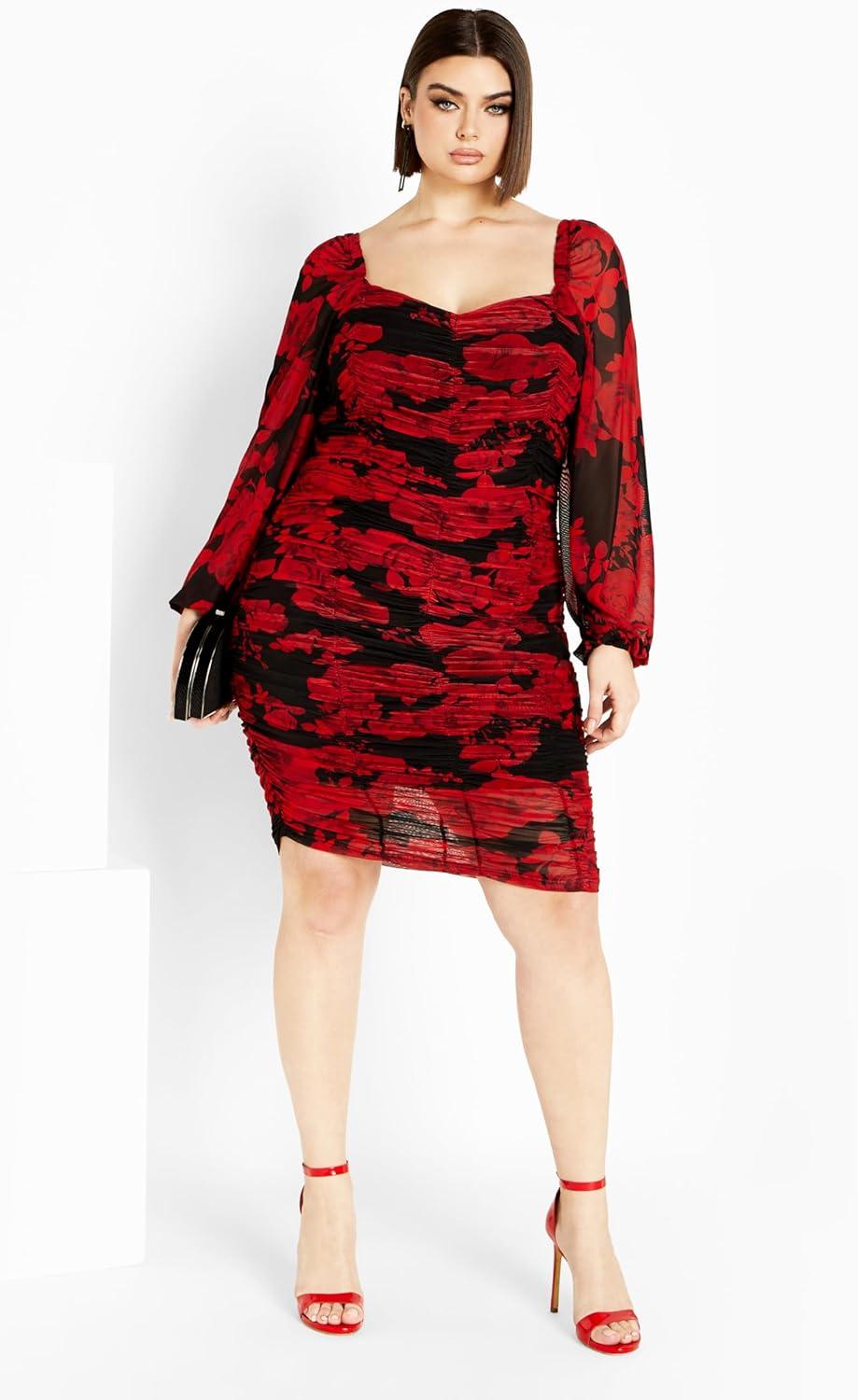 image:imageCity Chic Womens Alia Print DressRose Print