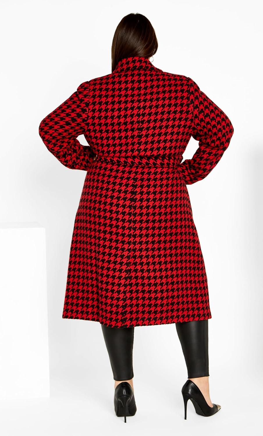 image:imageCity Chic Womens Citychic Plus Size Coat JulissaCherry Houndstooth