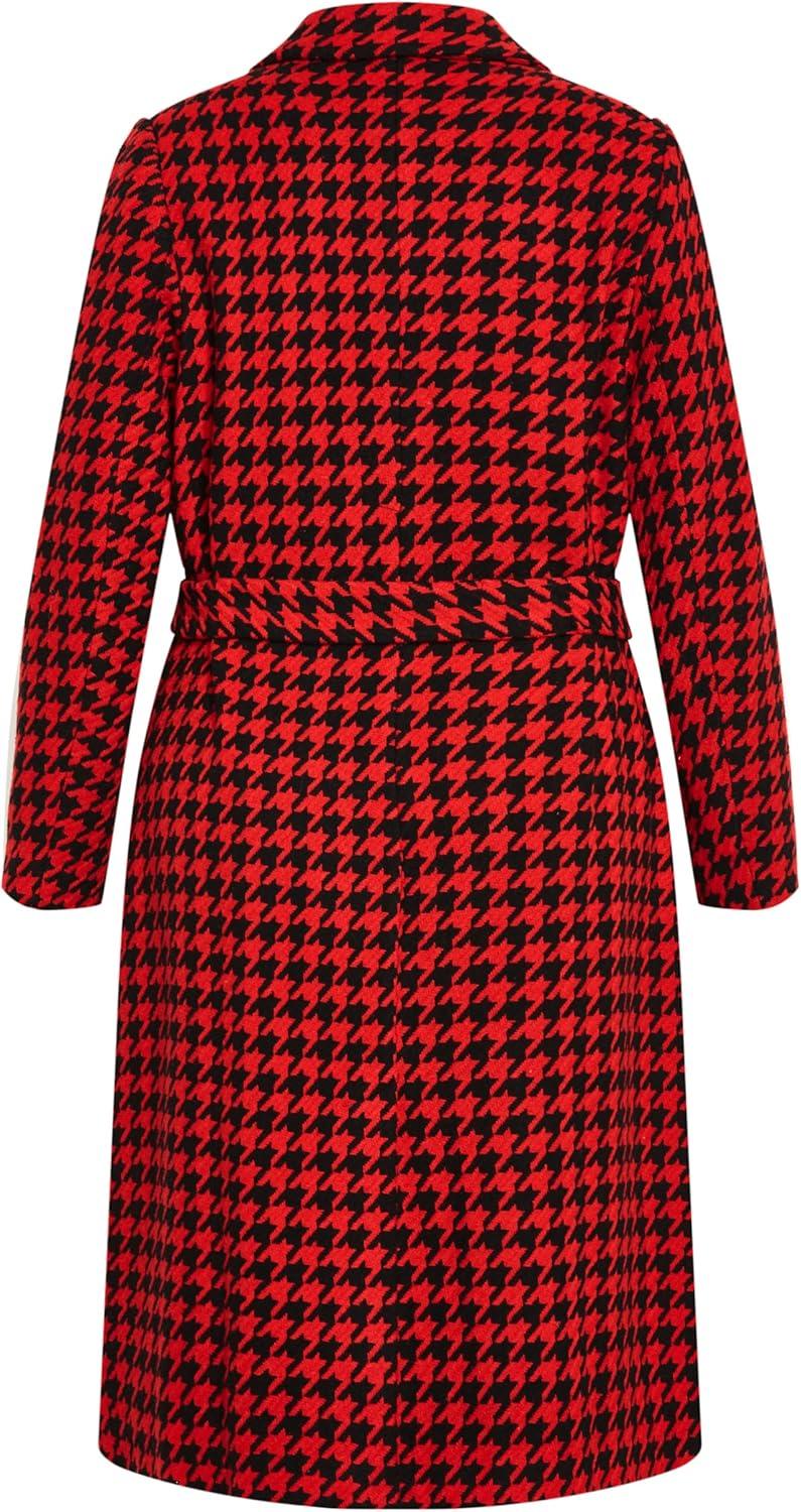 image:imageCity Chic Womens Citychic Plus Size Coat JulissaCherry Houndstooth