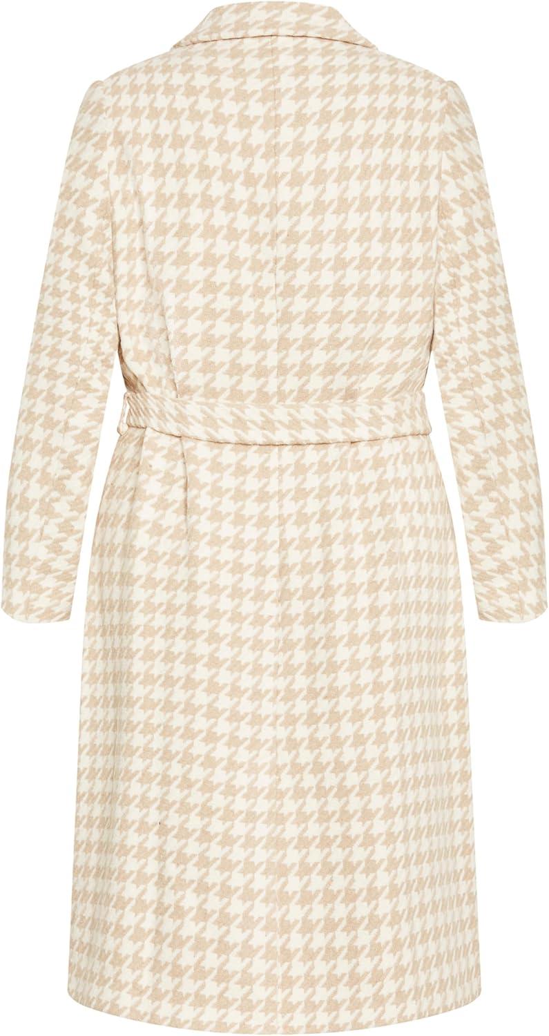 image:imageCity Chic Womens Citychic Plus Size Coat JulissaCream Houndstooth