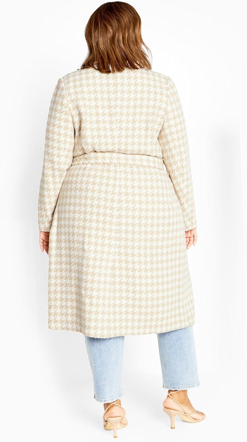 image:imageCity Chic Womens Citychic Plus Size Coat JulissaCream Houndstooth