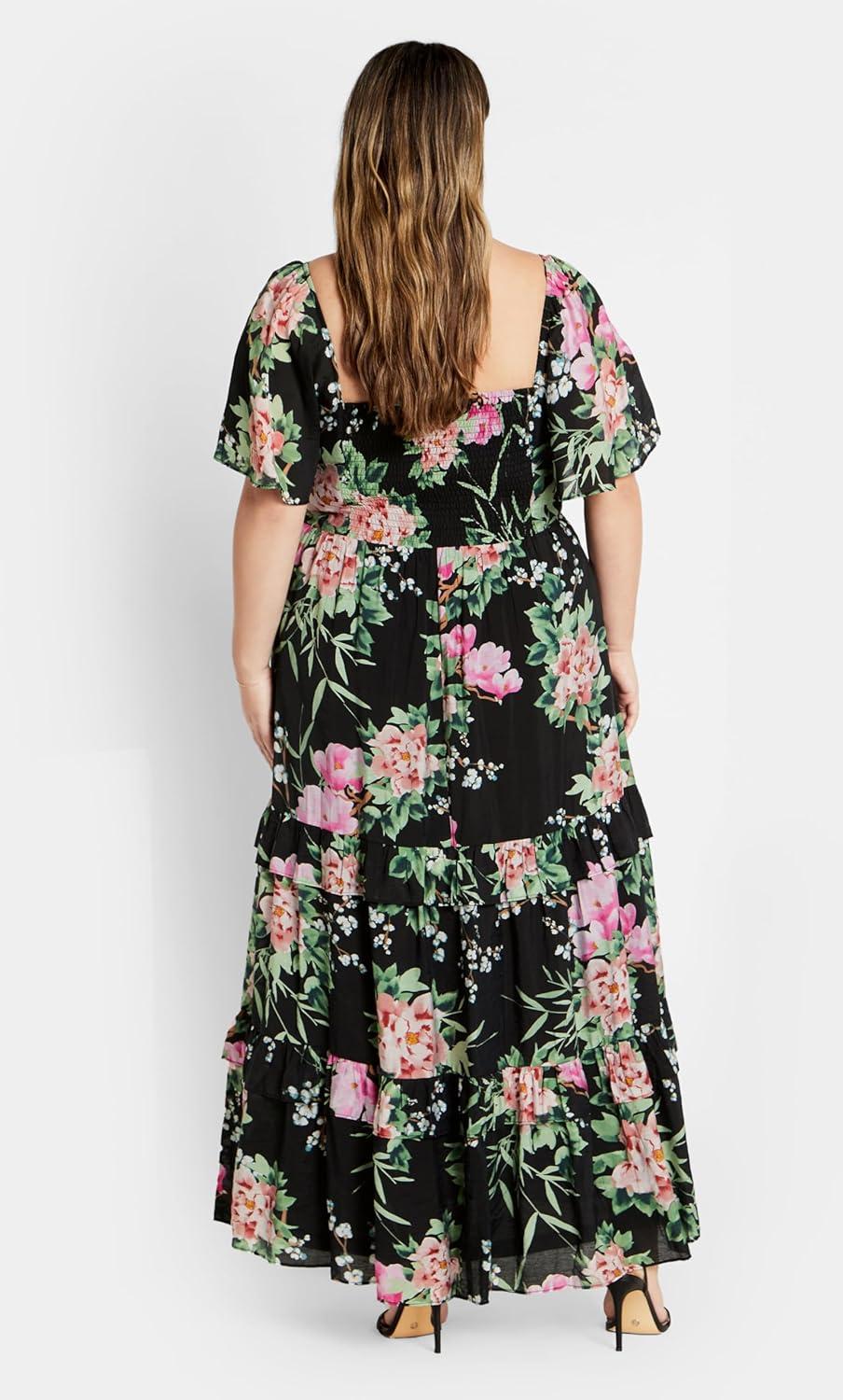 image:imageCity Chic Womens Marci Print Maxi DressBlk Sweet Blossom