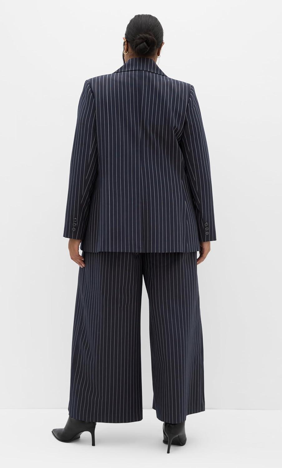 image:imageCity Chic Womens Plus Size Blazer Karla PinstripeNavy Stripe