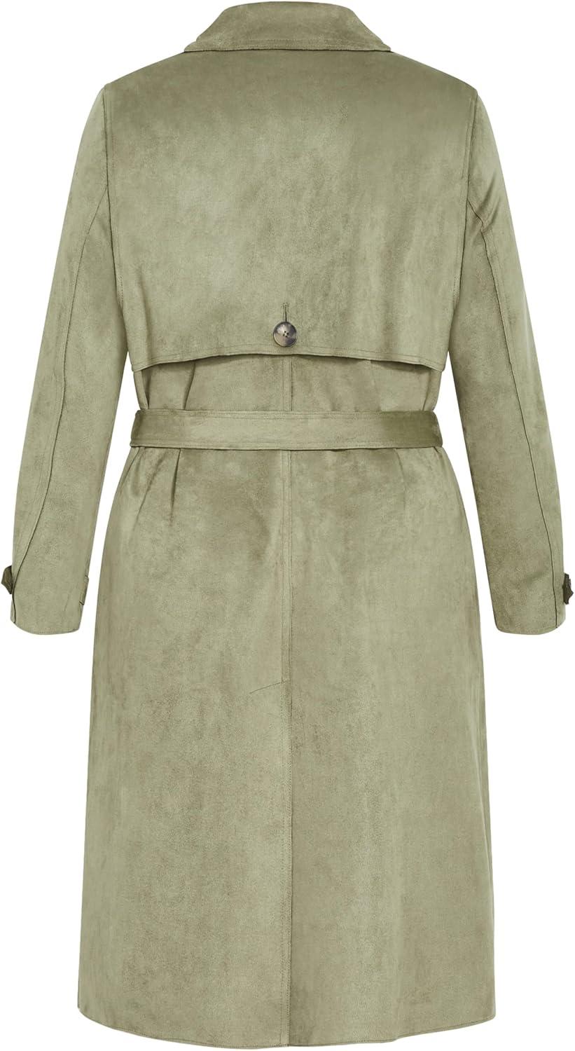 image:imageCity Chic Womens Plus Size Coat Cornwall TrenchDeep Sage