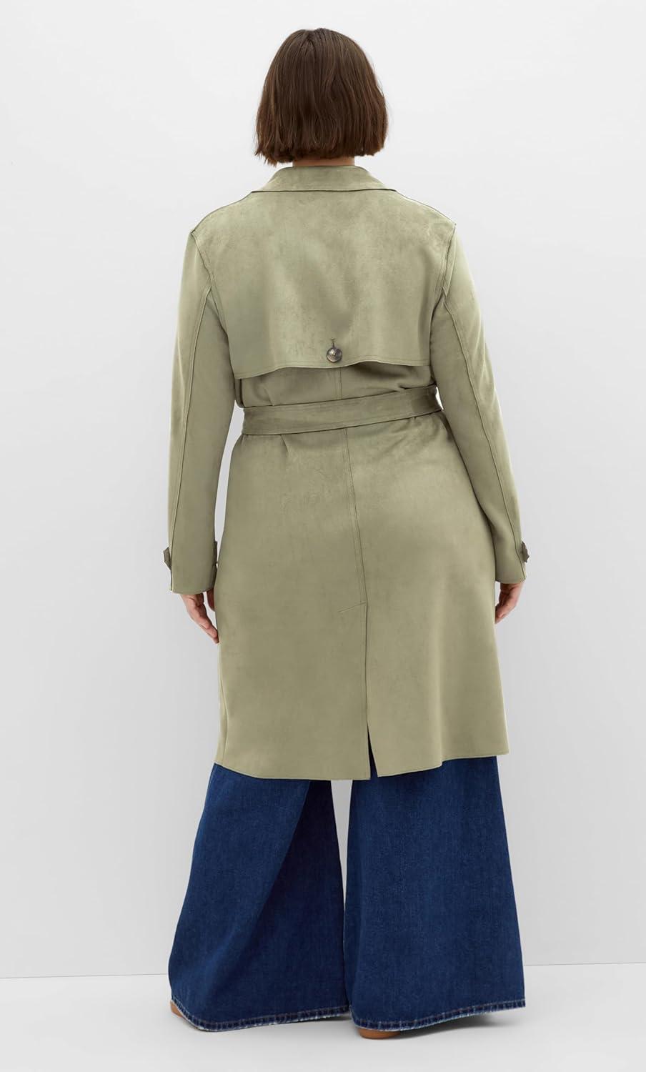 image:imageCity Chic Womens Plus Size Coat Cornwall TrenchDeep Sage