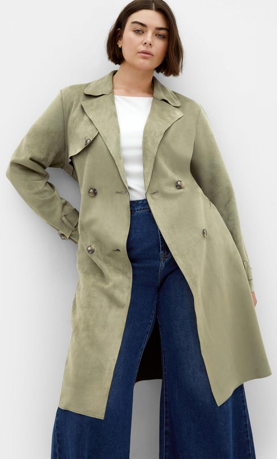 image:imageCity Chic Womens Plus Size Coat Cornwall TrenchDeep Sage