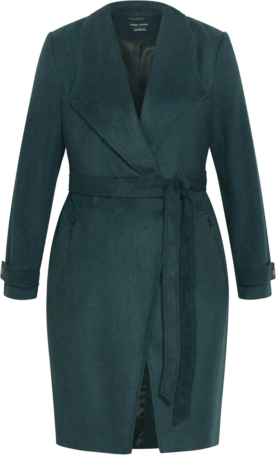 image:imageCity Chic Womens Plus Size Coat IsabellaEmerald