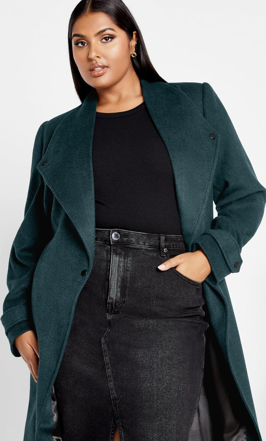 image:imageCity Chic Womens Plus Size Coat IsabellaEmerald